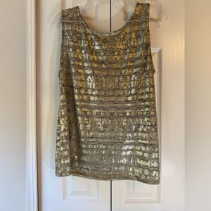JM Studio by John Meyer Metallic Gold & Silver Poly Blend Tank Top  Size XL